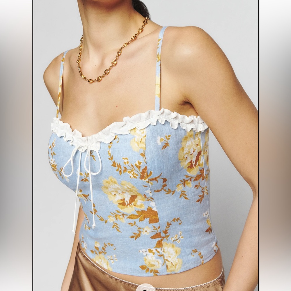 Reformation Skylar Linen Top Heavenly Size 4 worn once - Picture 5 of 11